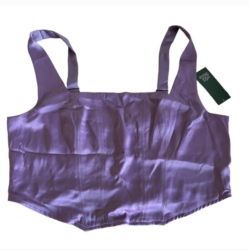 Wild Fable Women's Purple Satin Corset Cropped Tank Top - Size XL - NWT